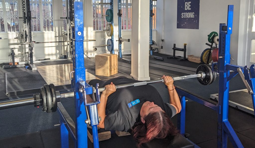 RWF PT Client Donna bench pressing