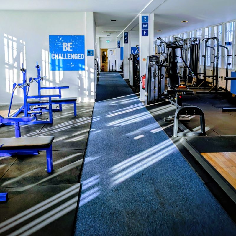 Spacious gym with multiples of main kit