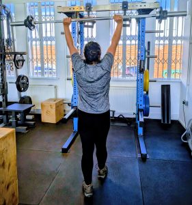 RWF Personal Training Client Clare learning military push press