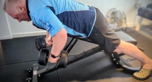 RWF Personal Training Client Paul learning some prone dumbbell row technique